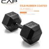 imageCAP Barbell Coated Hex Dumbbell Weight  Multiple OptionsBlack Handle