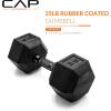 imageCAP Barbell Coated Hex Dumbbell Weight  Multiple OptionsBlack Handle