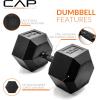 imageCAP Barbell Coated Hex Dumbbell Weight  Multiple OptionsBlack Handle