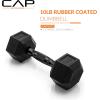 imageCAP Barbell Coated Hex Dumbbell Weight  Multiple OptionsBlack Handle