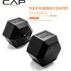 imageCAP Barbell Coated Hex Dumbbell Weight  Multiple OptionsBlack Handle