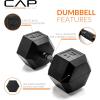 imageCAP Barbell Coated Hex Dumbbell Weight  Multiple OptionsBlack Handle