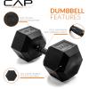 imageCAP Barbell Coated Hex Dumbbell Weight  Multiple OptionsBlack Handle