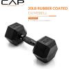 imageCAP Barbell Coated Hex Dumbbell Weight  Multiple OptionsBlack Handle