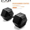 imageCAP Barbell Coated Hex Dumbbell Weight  Multiple OptionsBlack Handle