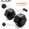 imageCAP Barbell Coated Hex Dumbbell Weight  Multiple OptionsBlack Handle