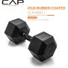 imageCAP Barbell Coated Hex Dumbbell Weight  Multiple OptionsBlack Handle