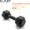 imageCAP Barbell Coated Hex Dumbbell Weight  Multiple OptionsBlack Handle