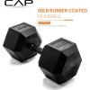 imageCAP Barbell Coated Hex Dumbbell Weight  Multiple OptionsBlack Handle