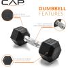 imageCAP Barbell Coated Hex Dumbbell Weight  Multiple OptionsChrome Handle