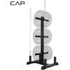 imageCAP Barbell Olympic Bumper Plate Tree Rack with 6 Weight Plate Posts and 4 Barbell Storage Holders  HeavyDuty Steel Gym Organizer for Olympic Plates and Bars  Black Blue or Red optionsBlack