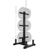 imageCAP Barbell Olympic Bumper Plate Tree Rack with 6 Weight Plate Posts and 4 Barbell Storage Holders  HeavyDuty Steel Gym Organizer for Olympic Plates and Bars  Black Blue or Red optionsRed