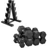 imageCAP Barbell Rubber Coated Dumbbell Weight Set with Vertical Rack  100 lb 150 lb and 210 lb Options100 lb  Set