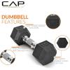 imageCAP Barbell Rubber Coated Dumbbell Weight Set with Vertical Rack  100 lb 150 lb and 210 lb Options100 lb  Set