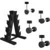 imageCAP Barbell Rubber Coated Dumbbell Weight Set with Vertical Rack  100 lb 150 lb and 210 lb Options100 lb  Set