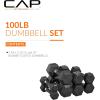 imageCAP Barbell Rubber Coated Dumbbell Weight Set with Vertical Rack  100 lb 150 lb and 210 lb Options100 lb  Set