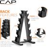 imageCAP Barbell Rubber Coated Dumbbell Weight Set with Vertical Rack  100 lb 150 lb and 210 lb Options150 lb  Set