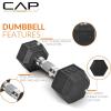 imageCAP Barbell Rubber Coated Dumbbell Weight Set with Vertical Rack  100 lb 150 lb and 210 lb Options150 lb  Set