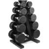 imageCAP Barbell Rubber Coated Dumbbell Weight Set with Vertical Rack  100 lb 150 lb and 210 lb Options150 lb  Set