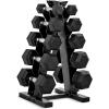 imageCAP Barbell Rubber Coated Dumbbell Weight Set with Vertical Rack  100 lb 150 lb and 210 lb Options150 lb  Set