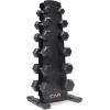 imageCAP Barbell Rubber Coated Dumbbell Weight Set with Vertical Rack  100 lb 150 lb and 210 lb Options210 lb  Set  Black Rack