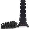 imageCAP Barbell Rubber Coated Dumbbell Weight Set with Vertical Rack  100 lb 150 lb and 210 lb Options210 lb  Set  Black Rack