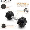 imageCAP Barbell Rubber Coated Dumbbell Weight Set with Vertical Rack  100 lb 150 lb and 210 lb Options210 lb  Set  Silver Rack
