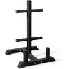 imageCAP Barbell Olympic Bumper Plate Tree Rack with 4 Weight Plate Posts and 2 Barbell Storage Holders  Multiple ColorsBlack