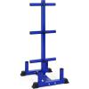 imageCAP Barbell Olympic Bumper Plate Tree Rack with 6 Weight Plate Posts and 4 Barbell Storage Holders  HeavyDuty Steel Gym Organizer for Olympic Plates and Bars  Black Blue or Red optionsBlue