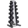 imageCAP Barbell Rubber Coated Dumbbell Weight Set with Vertical Rack  100 lb 150 lb and 210 lb Options210 lb  Set  Silver Rack