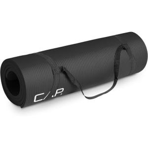 imageCAP Barbell 12Inch High Density Exercise Yoga Mat with Strap  Multiple OptionsBlack