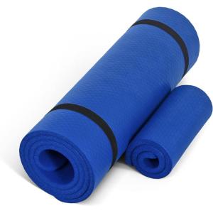 imageCAP Barbell 12Inch High Density Exercise Yoga Mat with Strap  Multiple OptionsBlue