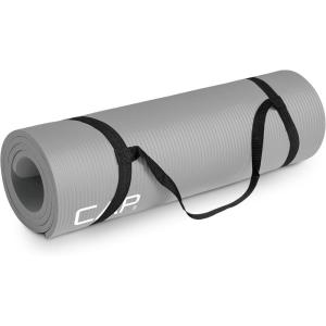 imageCAP Barbell 12Inch High Density Exercise Yoga Mat with Strap  Multiple OptionsGray