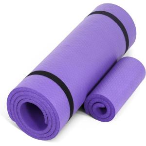 imageCAP Barbell 12Inch High Density Exercise Yoga Mat with Strap  Multiple OptionsPurple