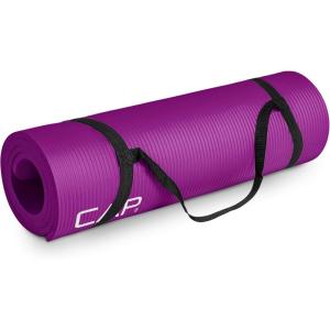 imageCAP Barbell 12Inch High Density Exercise Yoga Mat with Strap  Multiple OptionsWine
