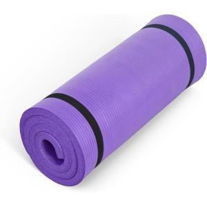 imageCAP Barbell 1Inch High Density Exercise Yoga Mat with Strap  Multiple ColorsPurple