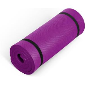 imageCAP Barbell 1Inch High Density Exercise Yoga Mat with Strap  Multiple ColorsWine