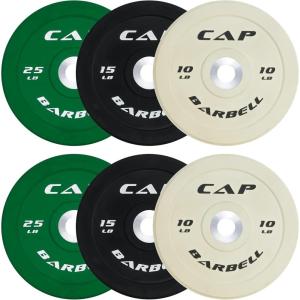 imageCAP Barbell 2Inch Olympic Bumper Plate Weight Set  100370 lbs  Multiple OptionsCOMPETITION