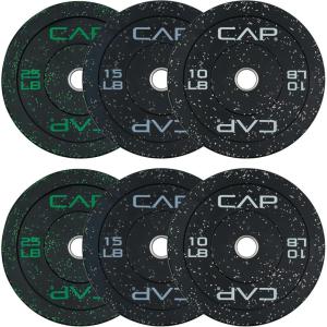 imageCAP Barbell 2Inch Olympic Bumper Plate Weight Set  100370 lbs  Multiple OptionsECONOMY  SPECKLED