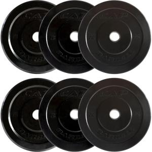 imageCAP Barbell 2Inch Olympic Bumper Plate Weight Set  100370 lbs  Multiple OptionsELITE