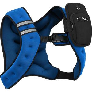 imageCAP Barbell 8LB Weighted Vest  Unisex Workout Vest with Phone Pouch Reflective Strips and Adjustable Fit for Walking Running Cardio and Strength Training  Black or BlueBlue