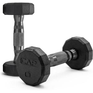 imageCAP Barbell Coated Dumbbell Weight  Multiple Options Pairs ampamp Sets12Sided  Black Handle
