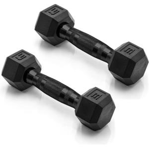 imageCAP Barbell Coated Dumbbell Weight  Multiple Options Pairs ampamp SetsBlack Handle