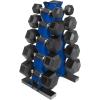 imageCAP Barbell 150 LB Coated Hex Dumbbell Weight Set with Vertical Rack  Multiple OptionsBlue Rack