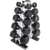 imageCAP Barbell 150 LB Coated Hex Dumbbell Weight Set with Vertical Rack  Multiple OptionsWhite Rack