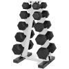 imageCAP Barbell 150 LB Coated Hex Dumbbell Weight Set with Vertical Rack  Multiple OptionsWhite Rack