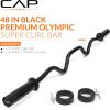 imageCAP Barbell 48Inch Super Curl Olympic Barbell for 2Inch Weight Plates  Multiple OptionsBlack