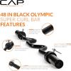imageCAP Barbell 48Inch Super Curl Olympic Barbell for 2Inch Weight Plates  Multiple OptionsBlack