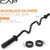 imageCAP Barbell 48Inch Super Curl Olympic Barbell for 2Inch Weight Plates  Multiple OptionsBlack
