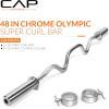 imageCAP Barbell 48Inch Super Curl Olympic Barbell for 2Inch Weight Plates  Multiple OptionsChrome